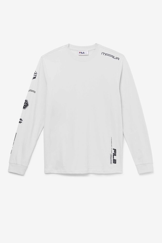 Fila T-Shirt Phantom Long Sleeve Mens White - India ROI-935186